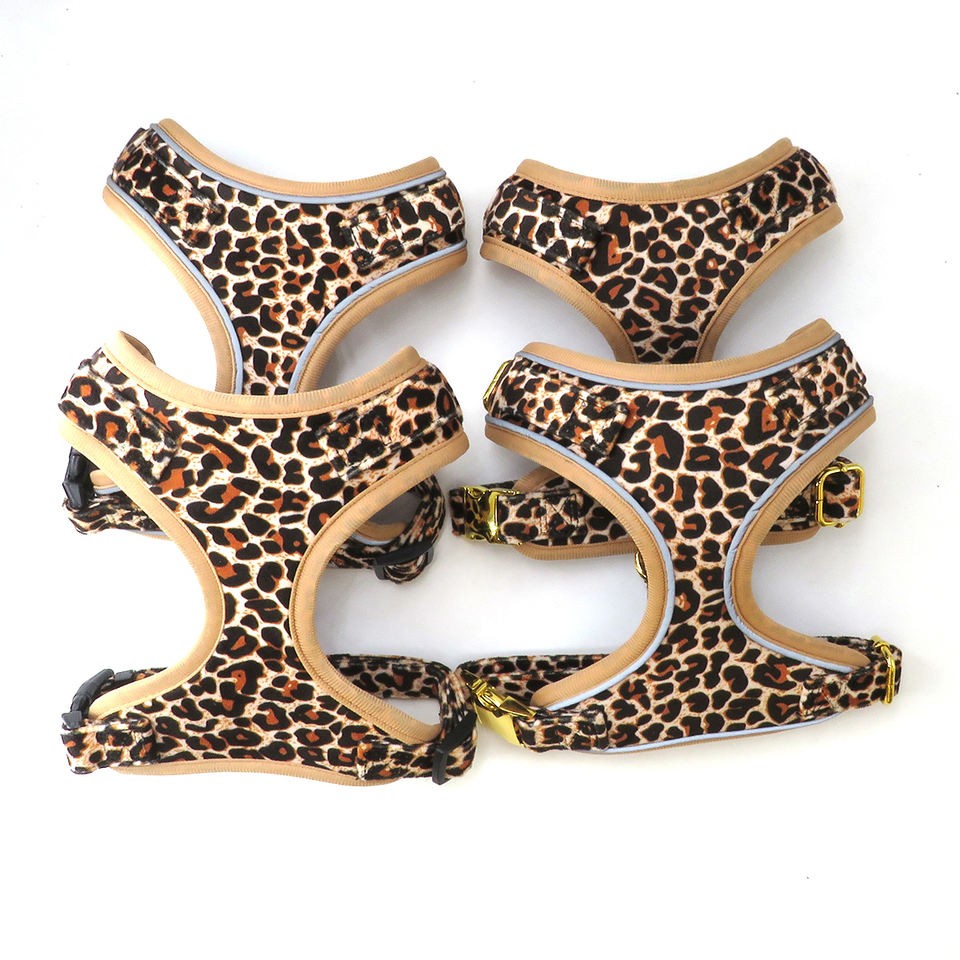 leopard print dog harness